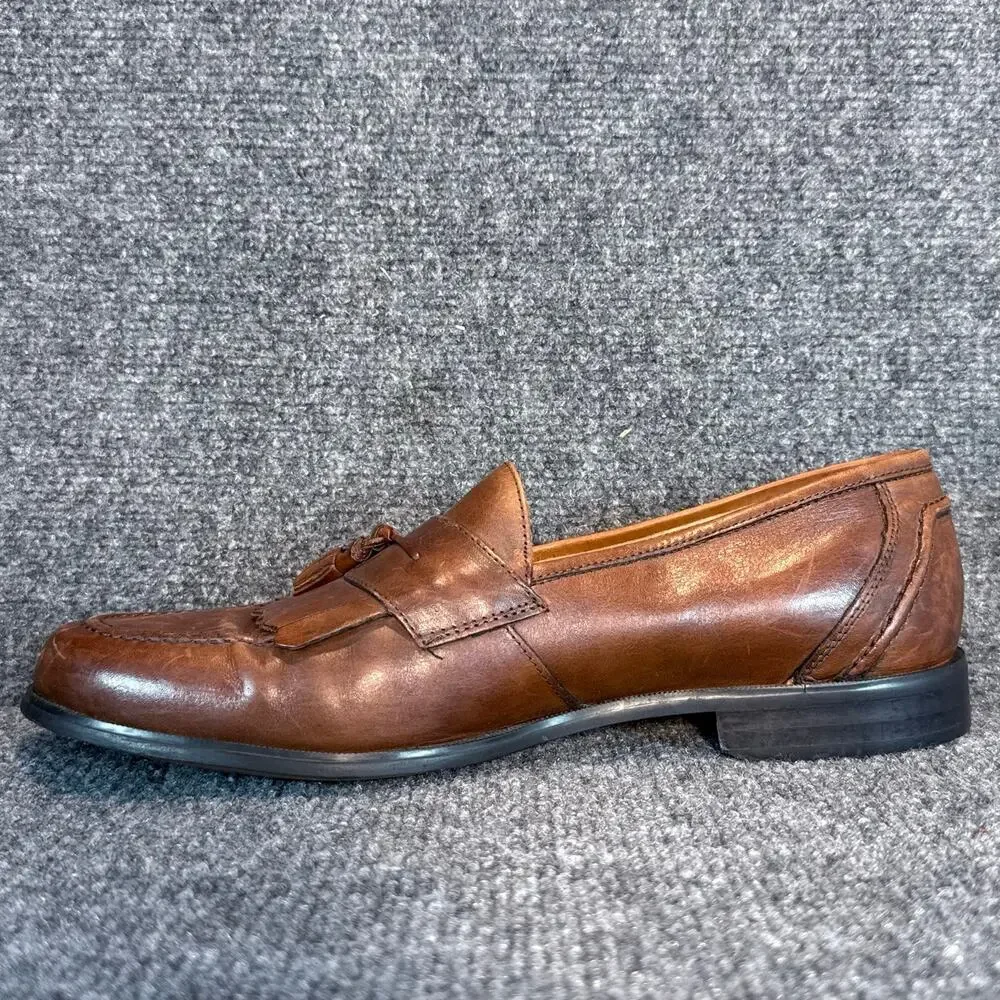 Chaps Brown Leather Tassel Loafers Kiltie Moc Toe Slip On Dress Shoes Size 10